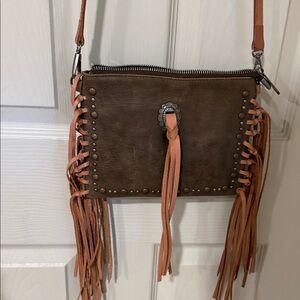 Montana West Brown and Tan Crossbody Bag with Fringe